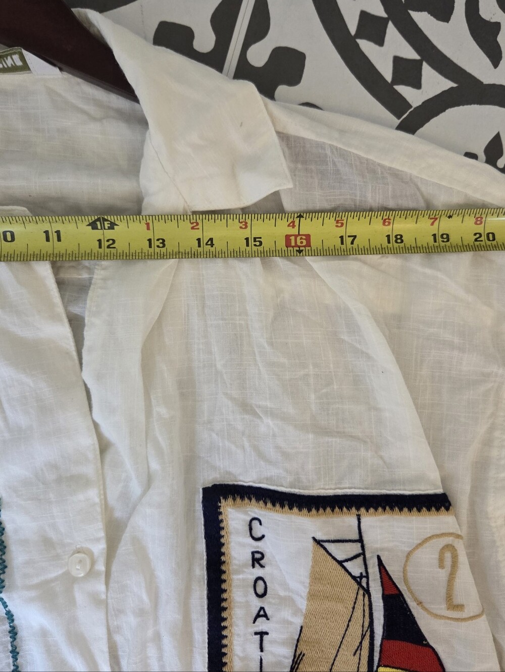 Anthropologie White Embroidered Nautical Patchwork Coverup - Picture 5 of 9